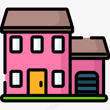 地产住宅房地产42线性颜色图标图标