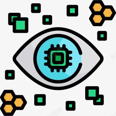 放射性标志仿生隐形眼镜未来技术9线颜色图标图标