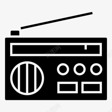 收音机收音机调频通信和媒体暗黑图标图标