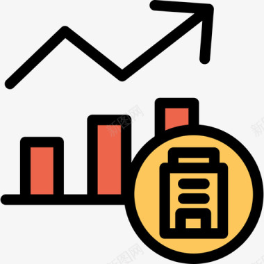 橙色悍马利润分析和图表线性颜色橙色图标图标