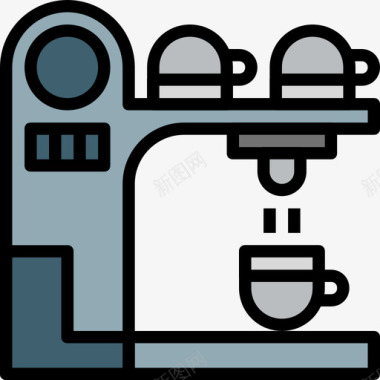 咖啡机厨房工具15线性颜色图标图标