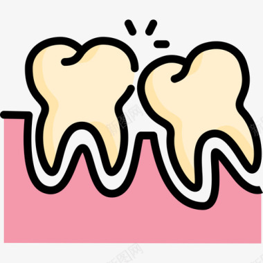 牙骨牙齿牙医16线形颜色图标图标