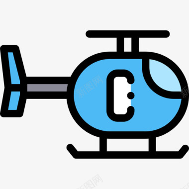 公共图标直升机公共交通7线性颜色图标图标