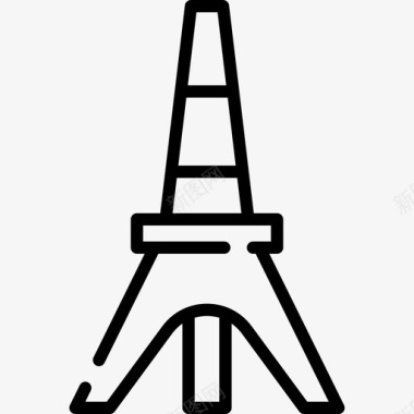 旅游埃菲尔铁塔旅游景点表情符号线性图标图标