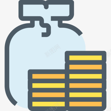 金钱古币金钱银行和金融线条的颜色图标图标