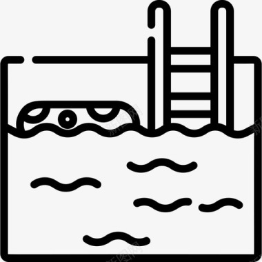 泳池旁边背景矢量游泳池夏季13线性图标图标