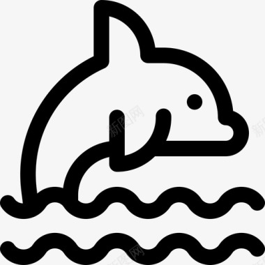 海豚热带5线形图标图标