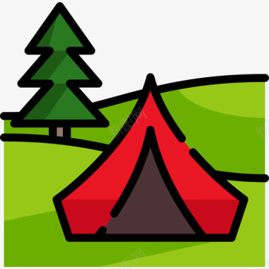 表情吧野营旅行地点表情符号3线性颜色图标图标