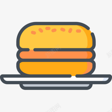 彩绘面包汉堡包面包店53双色图标图标