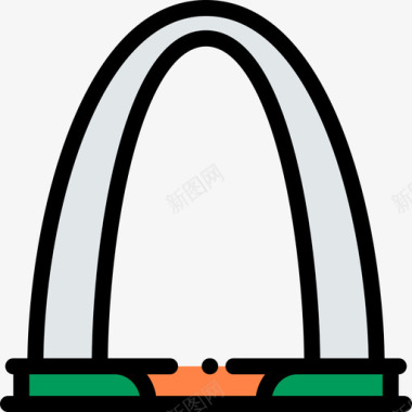 着名古迹门廊拱门地标古迹10座线形颜色图标图标