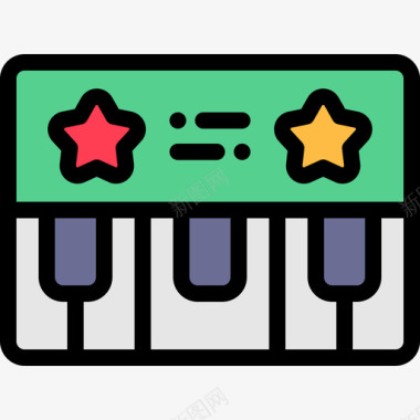 钢琴钢琴圣诞玩具4线性颜色图标图标