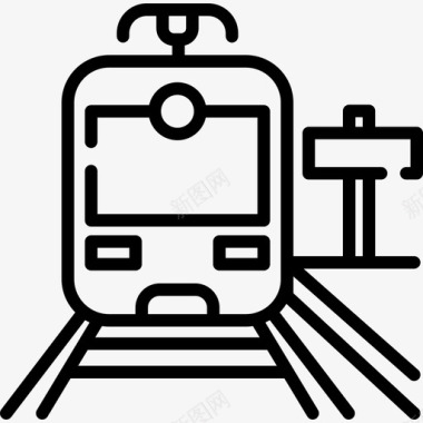 时间地点符号火车旅行地点表情符号线性图标图标