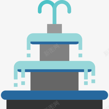 喷泉造型喷泉城市元素5号楼平房图标图标
