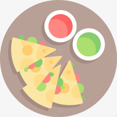 奎萨迪拉纯素食品3个平的图标图标