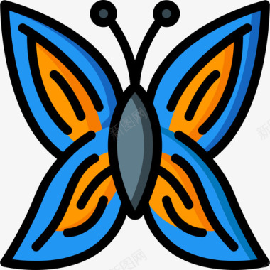 桃花蝴蝶蝴蝶自然49线形颜色图标图标