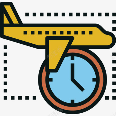 交通旅游飞机旅游运输线颜色图标图标