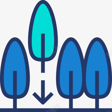 矢量树植物树环境9线颜色图标图标
