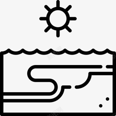 海滩西班牙风情线性图标图标