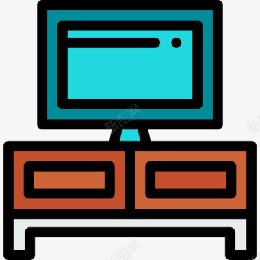 电视设计电视家庭和生活8线性颜色图标图标