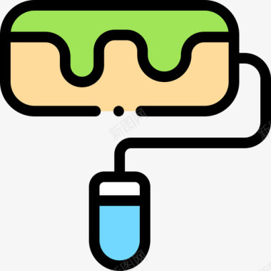 油漆液体油漆辊印刷23线性颜色图标图标