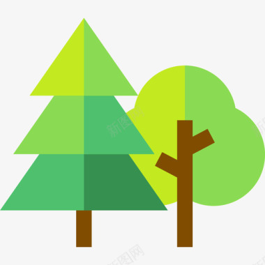 森林森林可再生能源12平坦图标图标