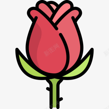 玫瑰玫瑰动物与自然2线性颜色图标图标
