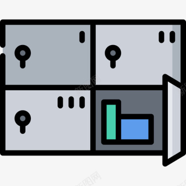 储物柜电子商务58线性颜色图标图标