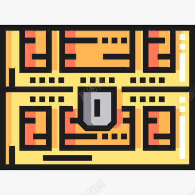 中世纪武器用宝藏中世纪24线性颜色图标图标