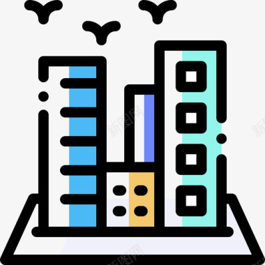 景观的小镇城市景观地理22色彩省略图标图标