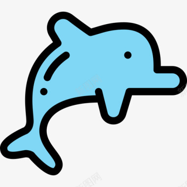 海豚海豚海洋生物22线性颜色图标图标