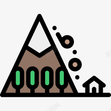 自然灾害滑坡自然灾害8线状颜色图标图标