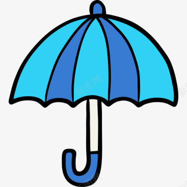 雨伞冬季9彩色图标图标