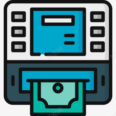 彩色牛头标志Atm金融67线性彩色图标图标