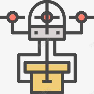 遥望未来无人机未来购物线性颜色图标图标