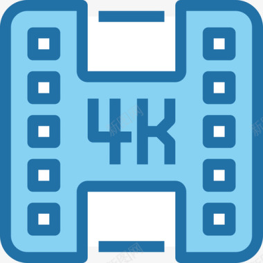 4K牌子4k多媒体和娱乐3蓝色图标图标