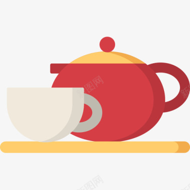 咖啡壶面包房50扁平图标图标