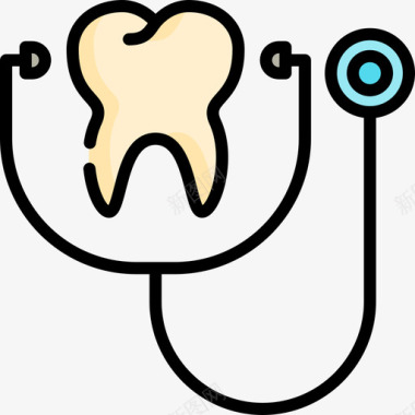 灰色听诊器听诊器牙医16线性颜色图标图标