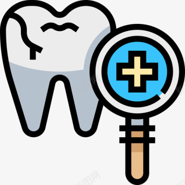 牙齿健康检查线条颜色图标图标