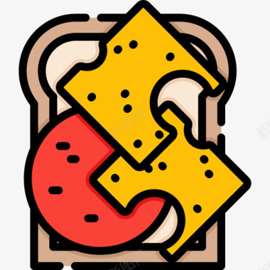奶酪面包早餐原色图标图标