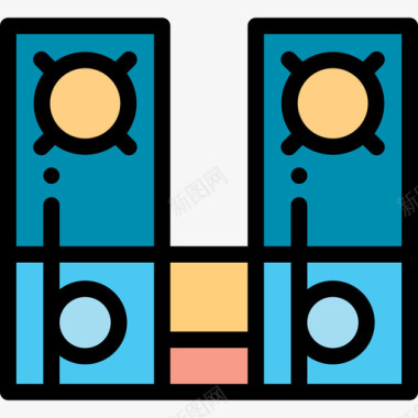 音箱音箱音乐节26线性颜色图标图标
