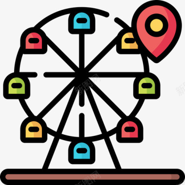 摩天轮图片摩天轮旅行应用程序12线性颜色图标图标