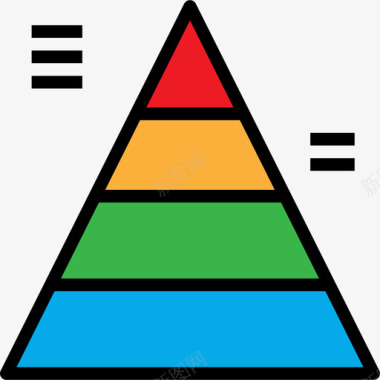 商业理念金字塔商业图表和图表2线颜色图标图标