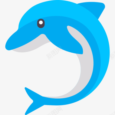 海豚海豚动物和自然平坦图标图标