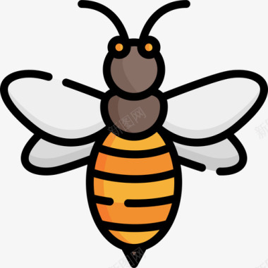 蜜蜂秋天24线形颜色图标图标