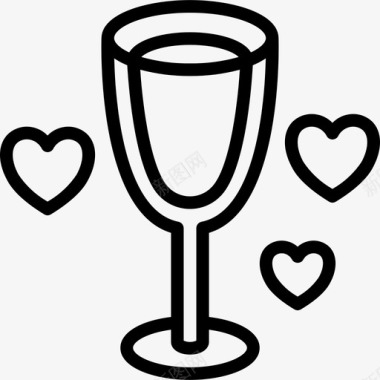 香槟酒杯婚礼104直线型图标图标