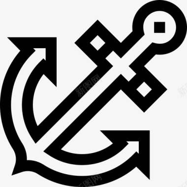 矢量锚锚荷兰3线性图标图标