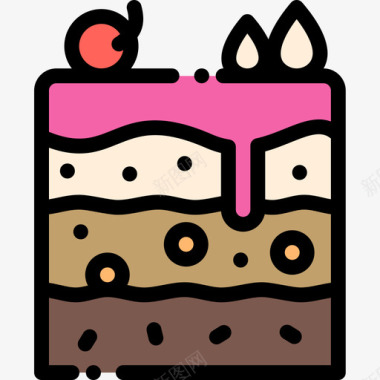 蛋糕片糖果店10线性颜色图标图标