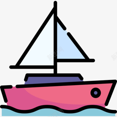 船船海洋生物15线性颜色图标图标