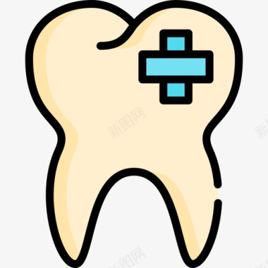 牙所牙齿牙医16线形颜色图标图标
