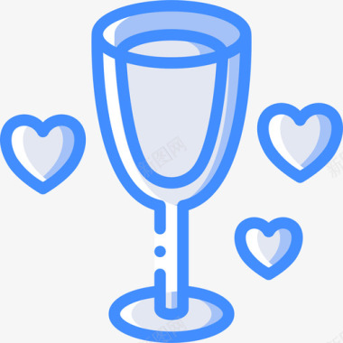 香槟酒杯婚礼102蓝色图标图标